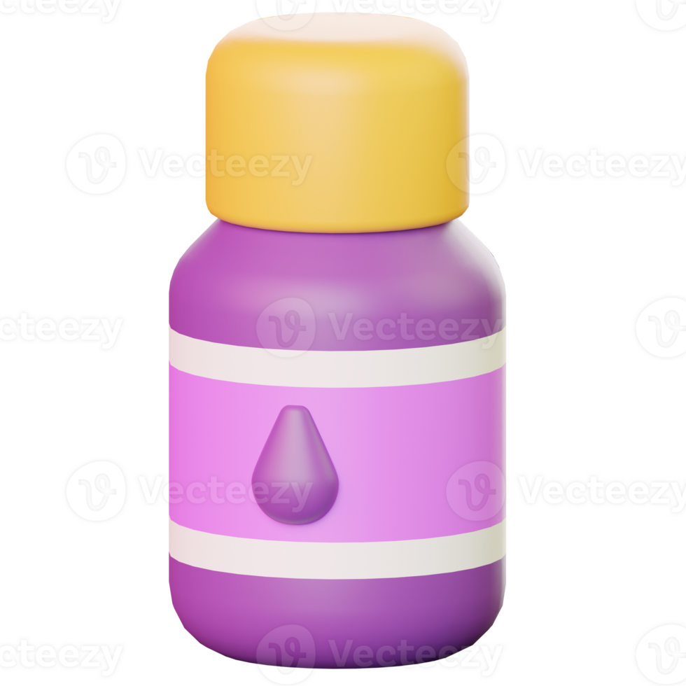 3D Purple Ink Bottle For School Projects png