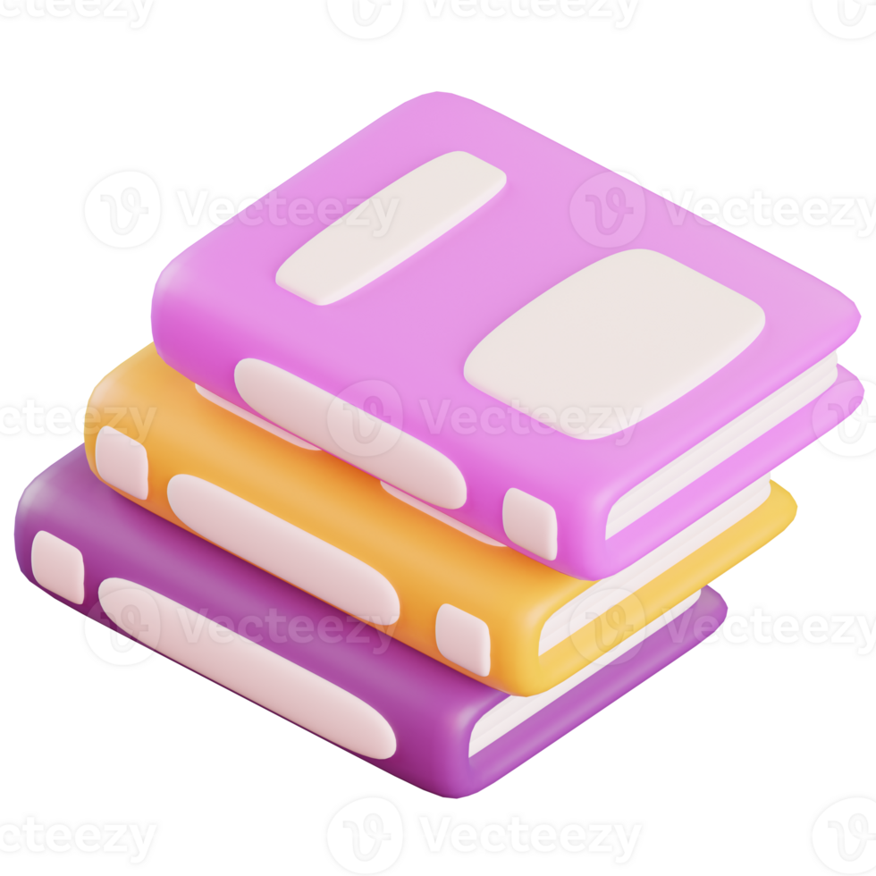 3D Colorful School Books Illustration png