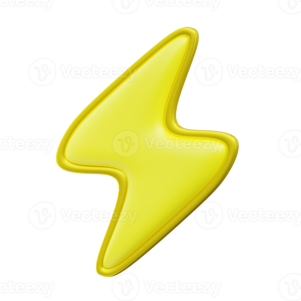 3D Yellow Lightning Bolt Game Asset png