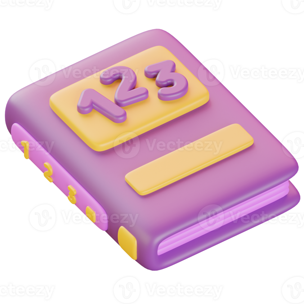 3D Colorful School Math Book Illustration png