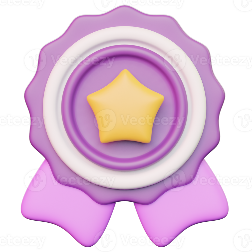 3D School Achievement Star Medal Badge png