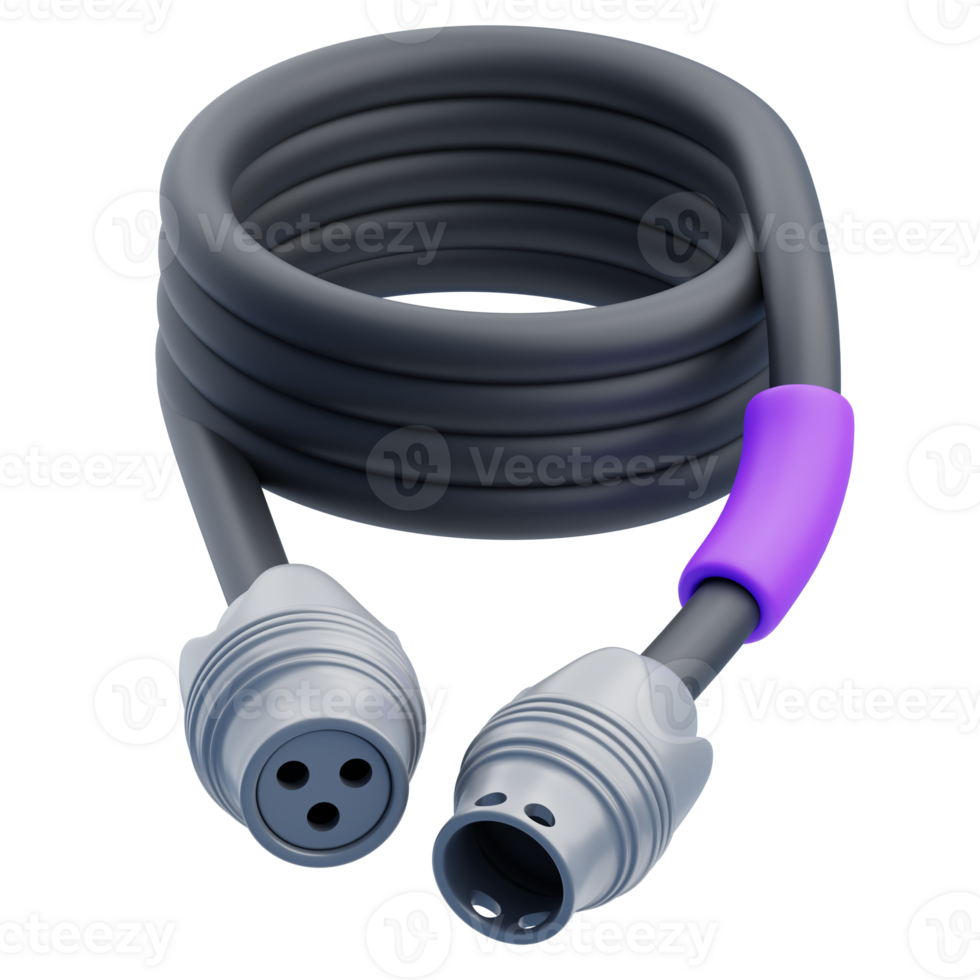 3D High-Quality Podcast Microphone Cables png