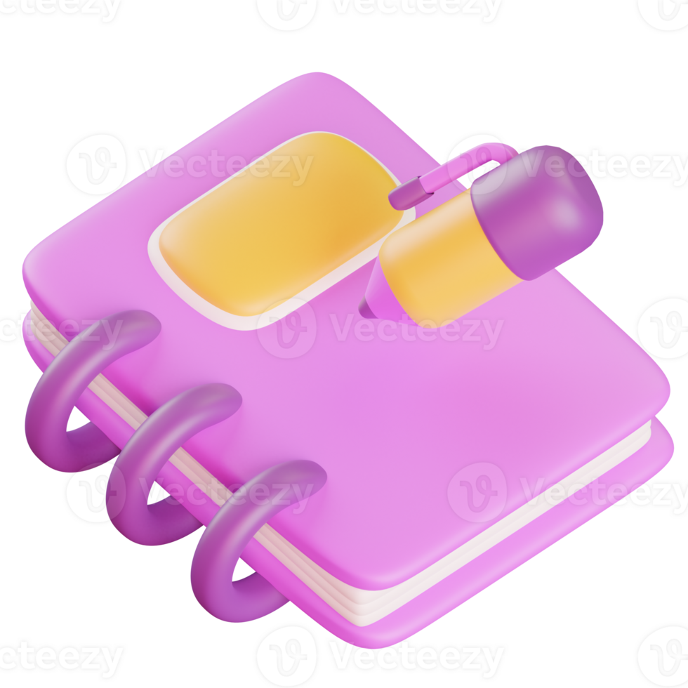3D Colorful School Notebook And Pen Illustration png
