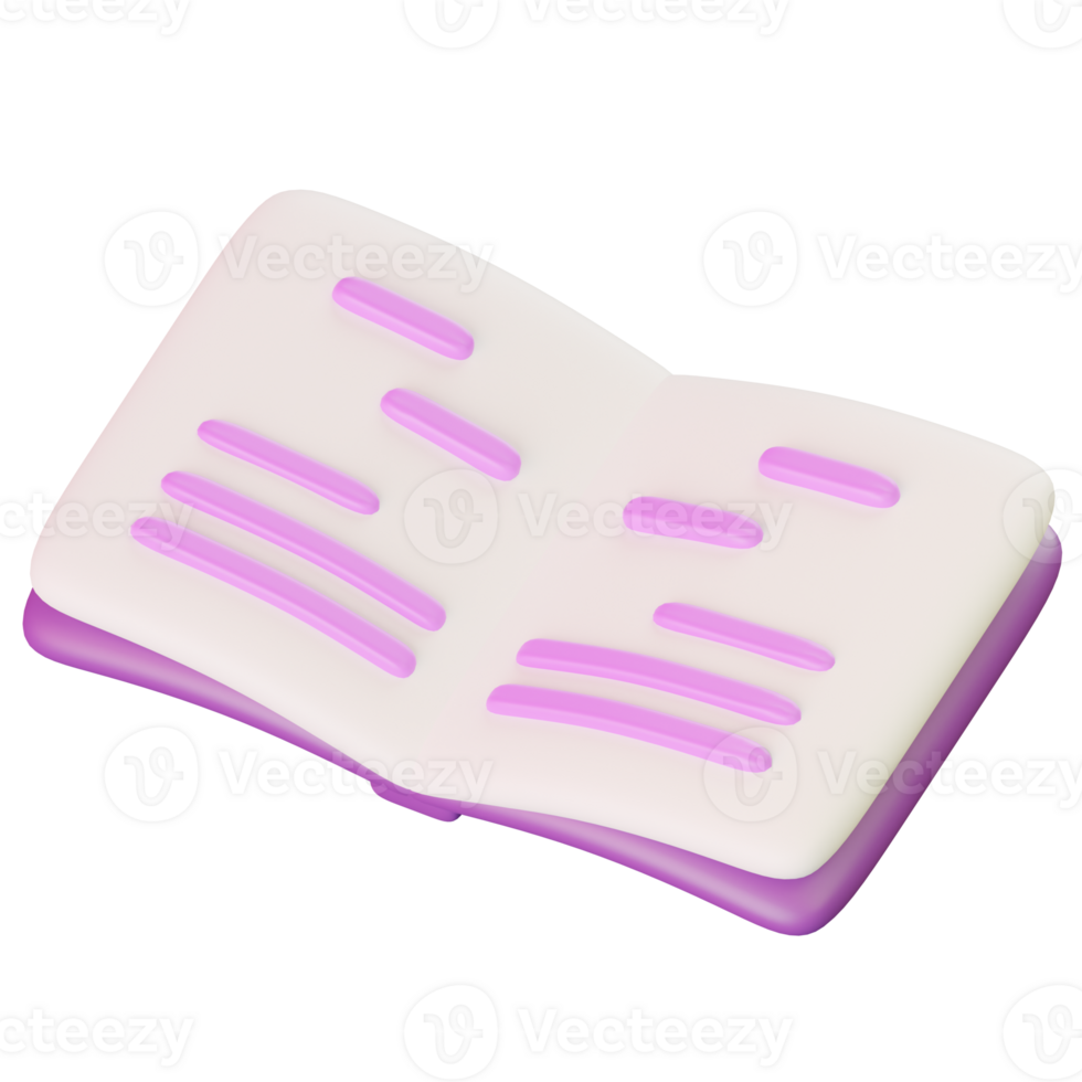 3D Opened School Textbook Icon png