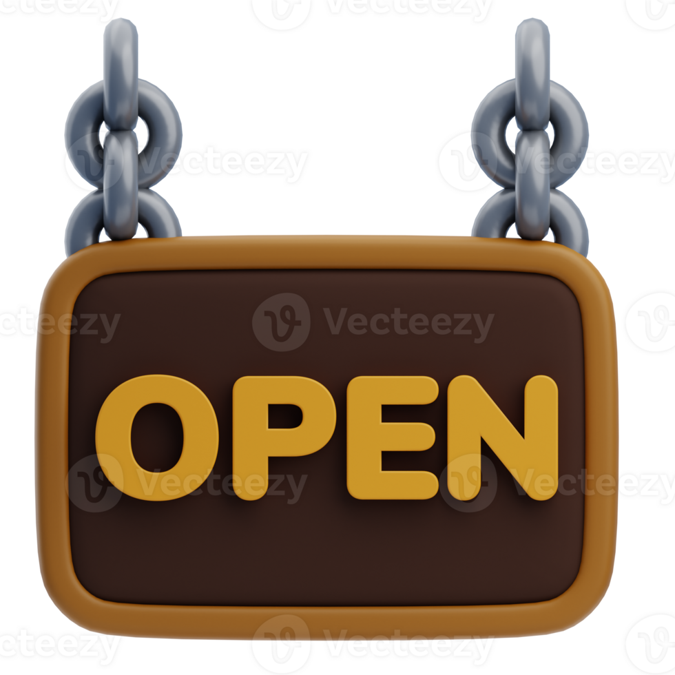 3D Coffee Shop Open Sign Decor png