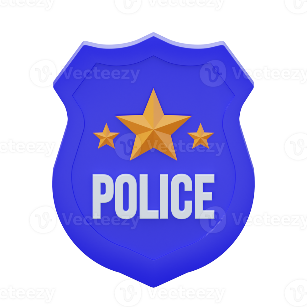 3D Police Badge With Stars png