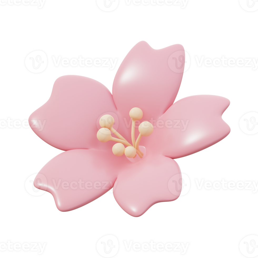 3D Japanese Sakura Flower Illustration Design png