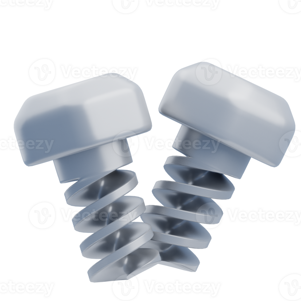 3D Construction Screws Close-Up Visualization png