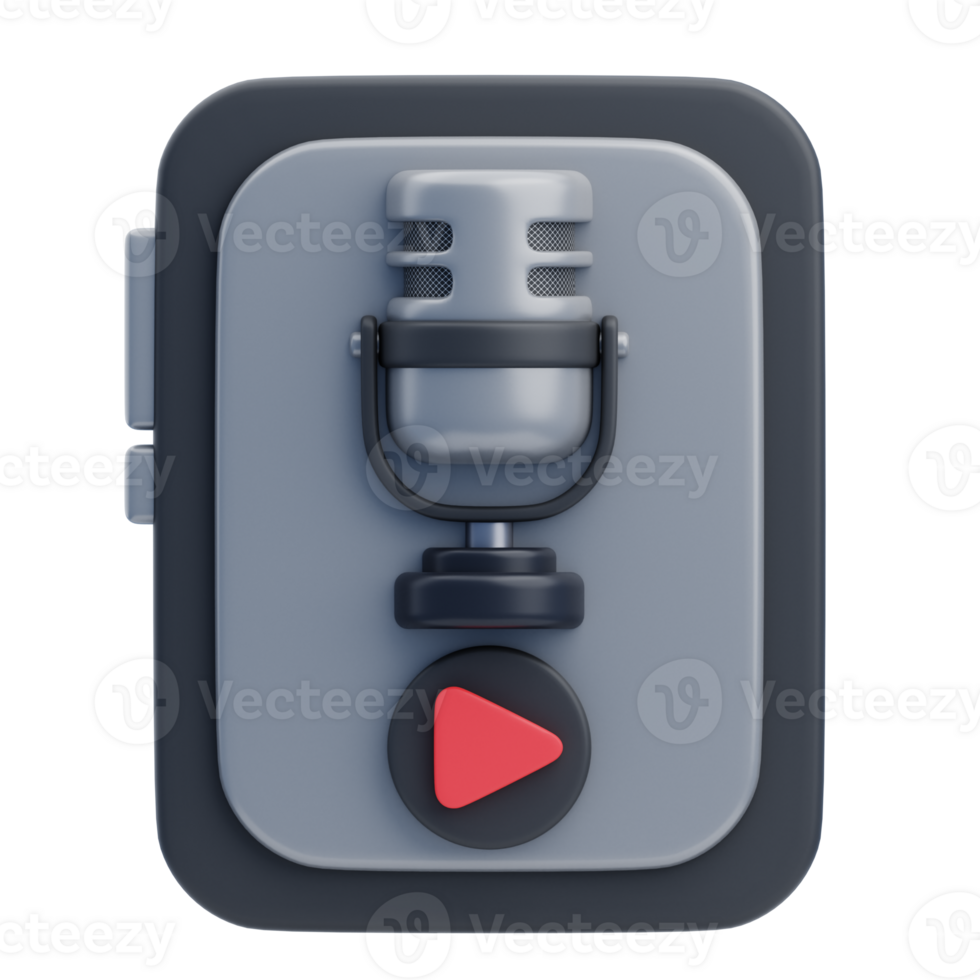 3D Smartphone Podcast Microphone and Play Button png
