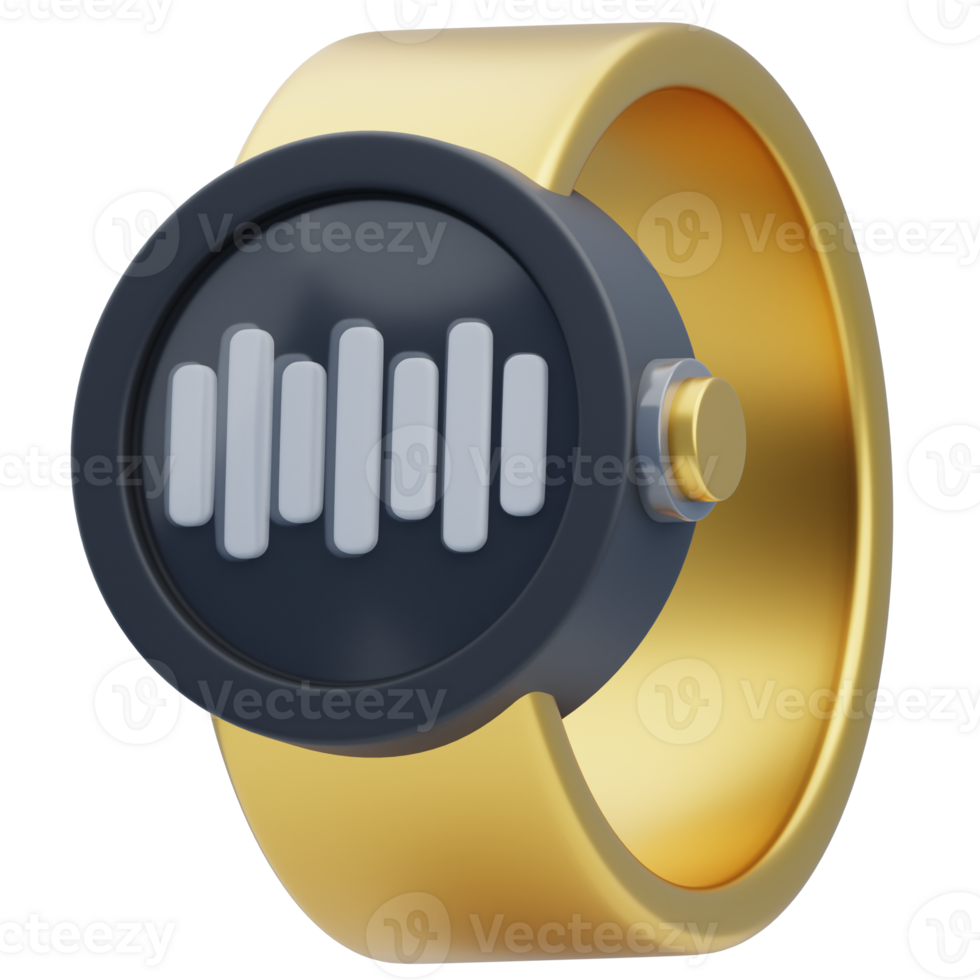 Modern 3D Smart Watch With Gold Strap png