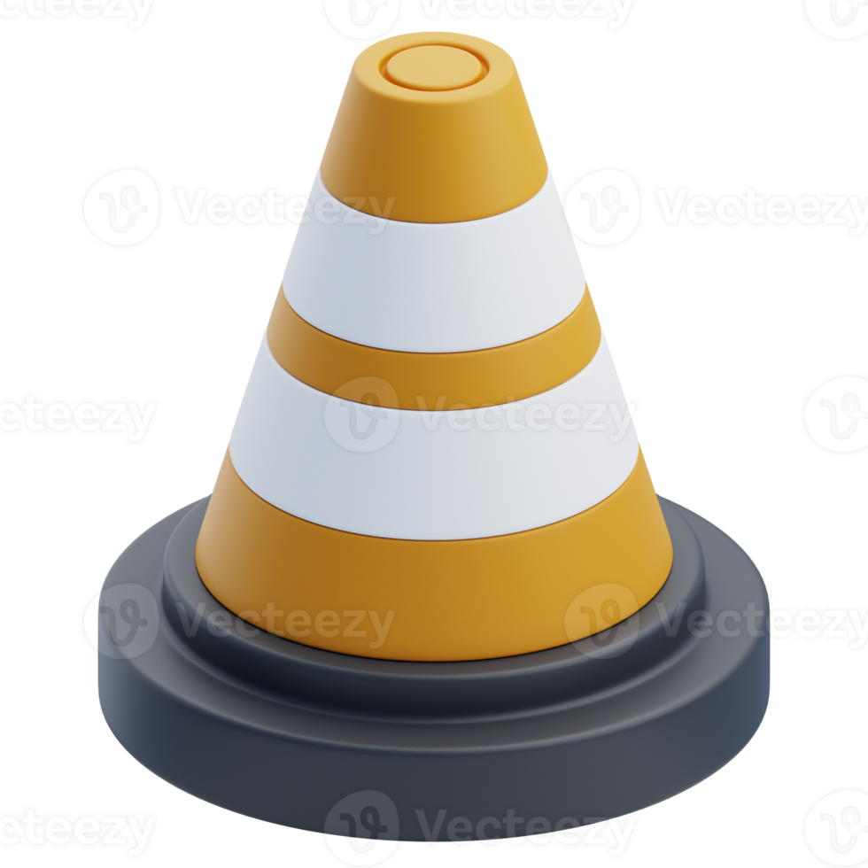 3D Orange And White Traffic Cone Model png