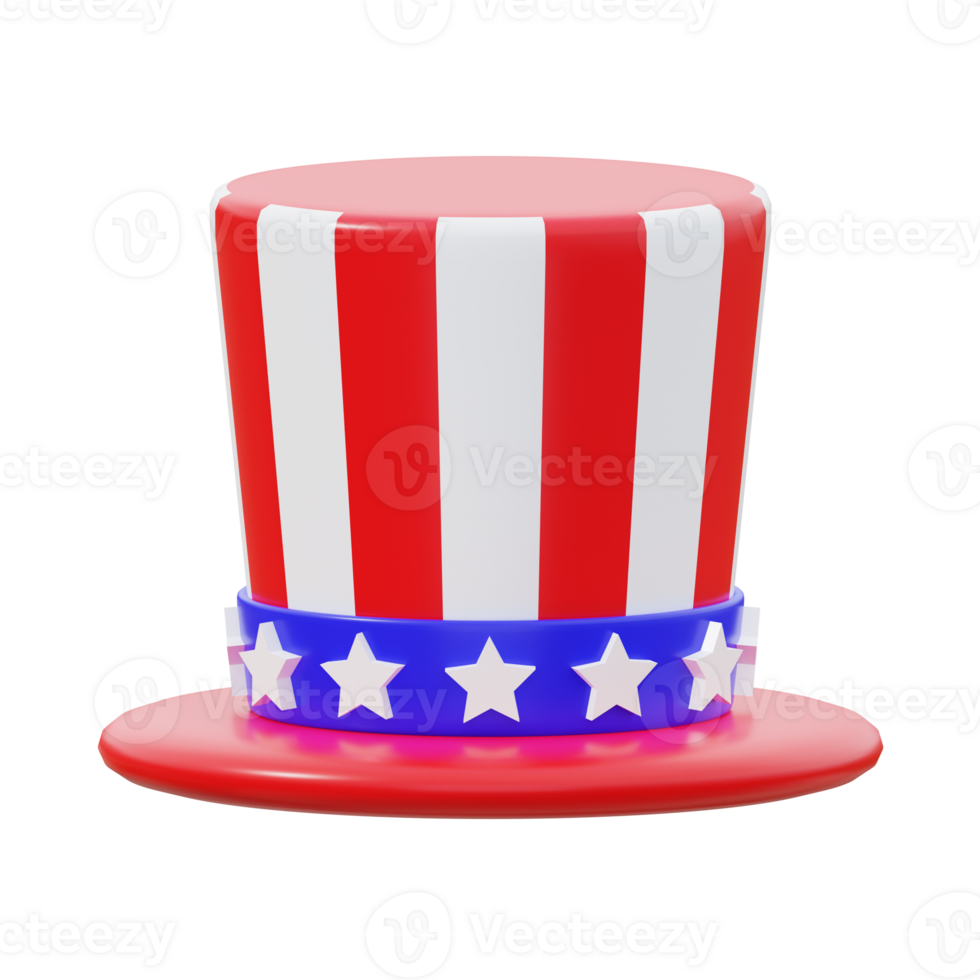 3D Patriotic American Top Hat Design png