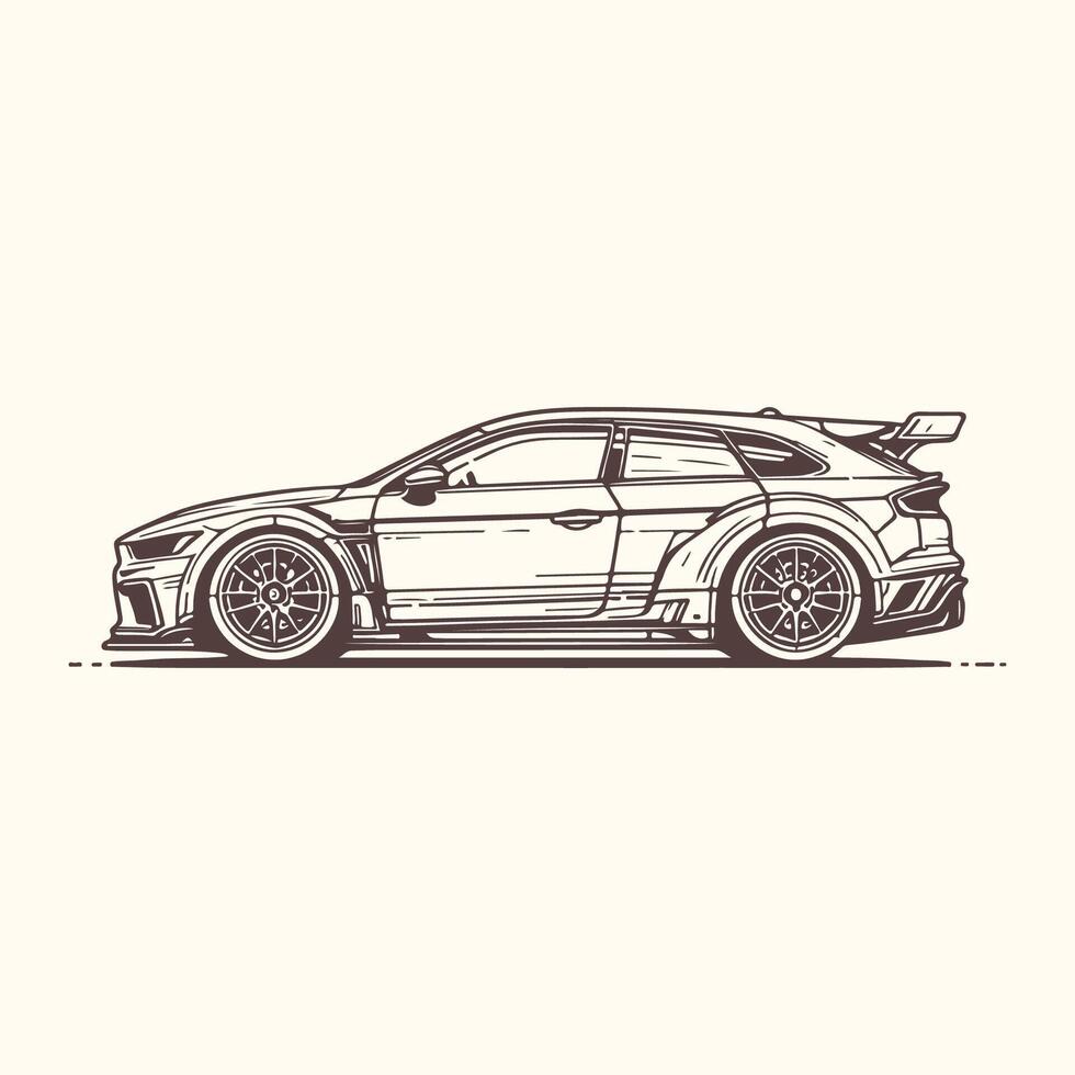 Side View Line Art Illustration of a Car vector