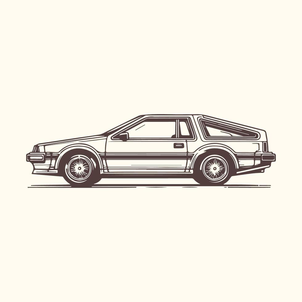 Refined Car Side View Illustration in Minimalist Line Art Style vector