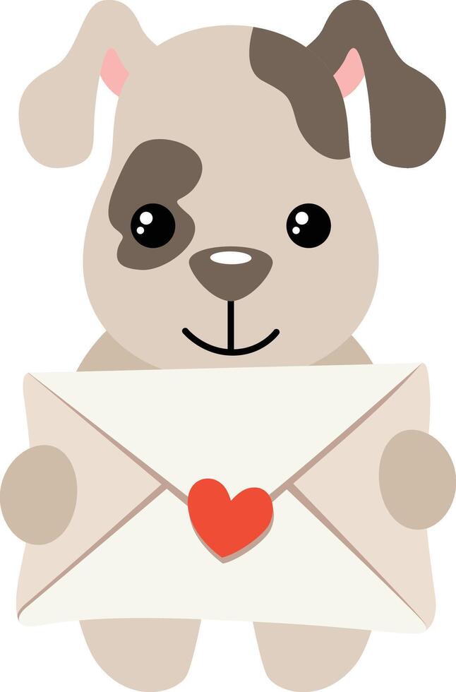 Funny dog with a valentine envelope vector