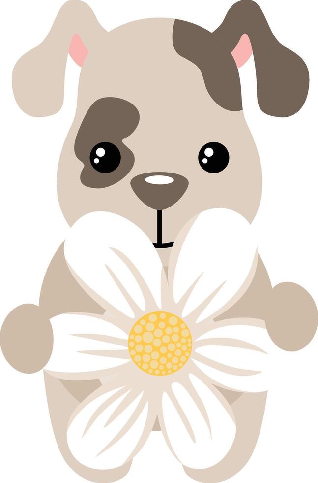 Funny dog with a flower daisy vector
