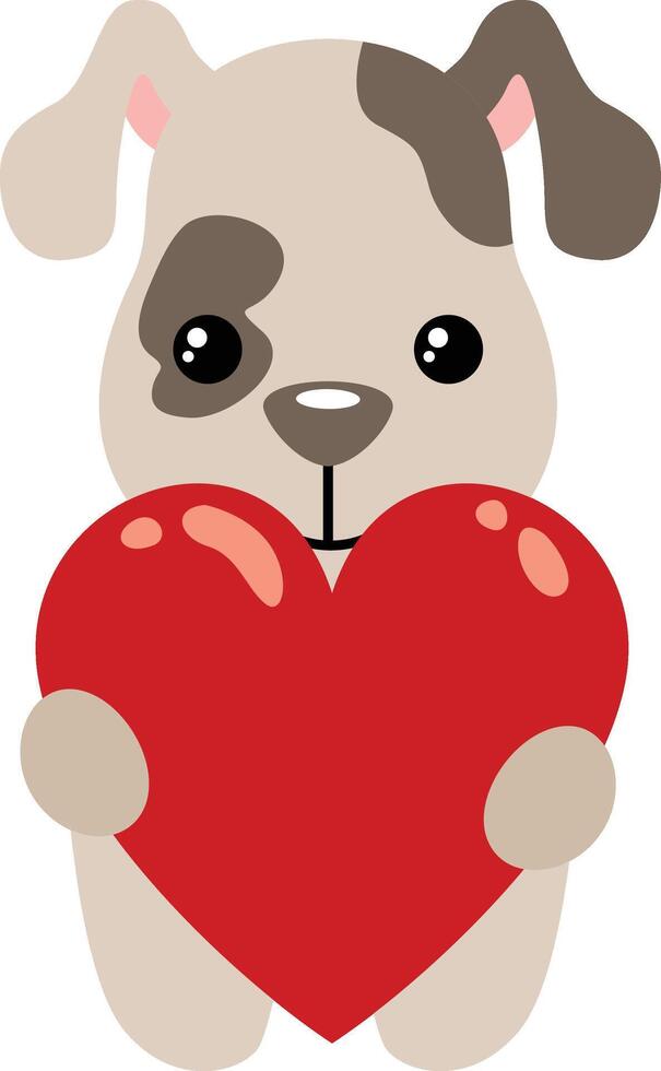 Funny dog with a red heart vector