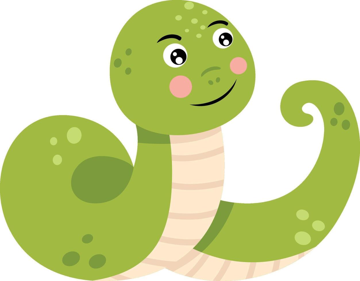 Friendly green snake isolated on white vector