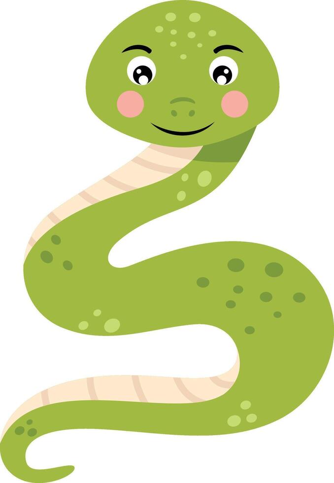 Adorable green snake isolated on white vector