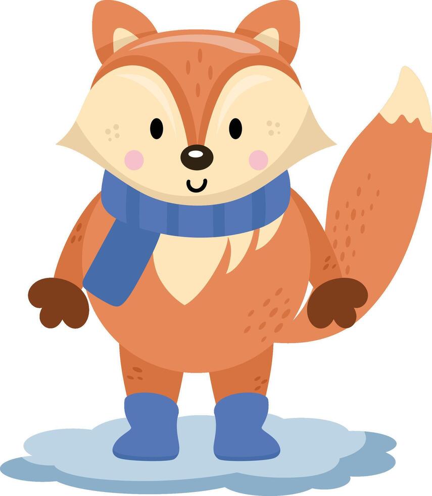 Winter fox with scarf and boots vector