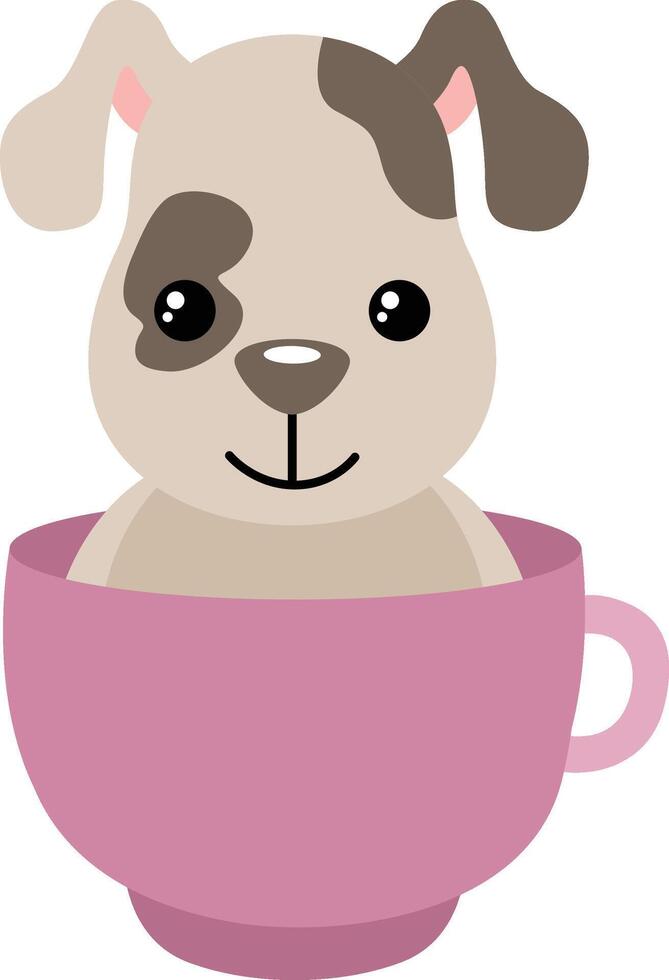 Adorable dog inside a cup vector