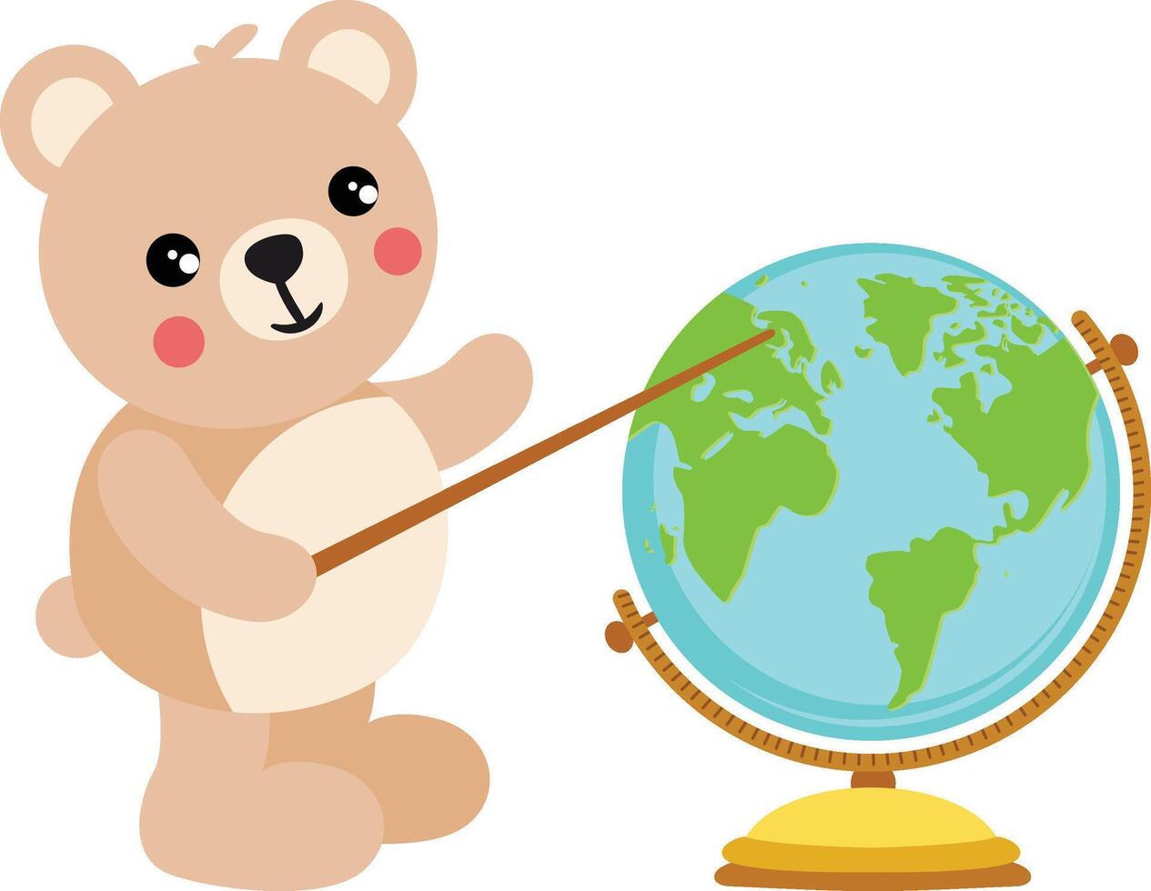 Teddy bear teacher with globe vector