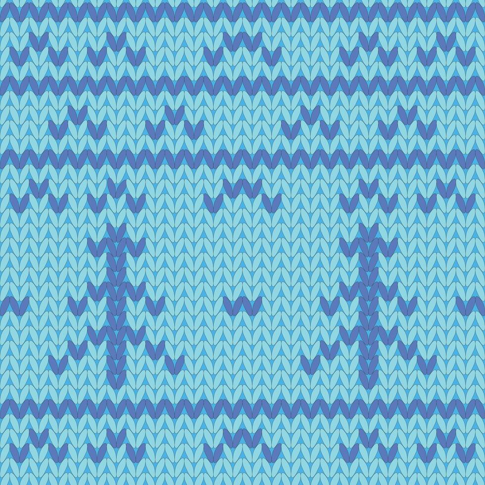 Knitted pattern x-mas doodle hand drawn blue tree vector