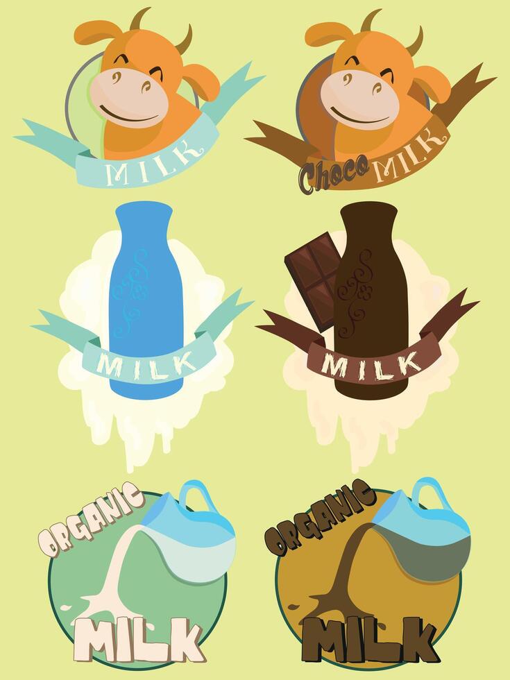 Milk labels doodle hand drawn illustration vector