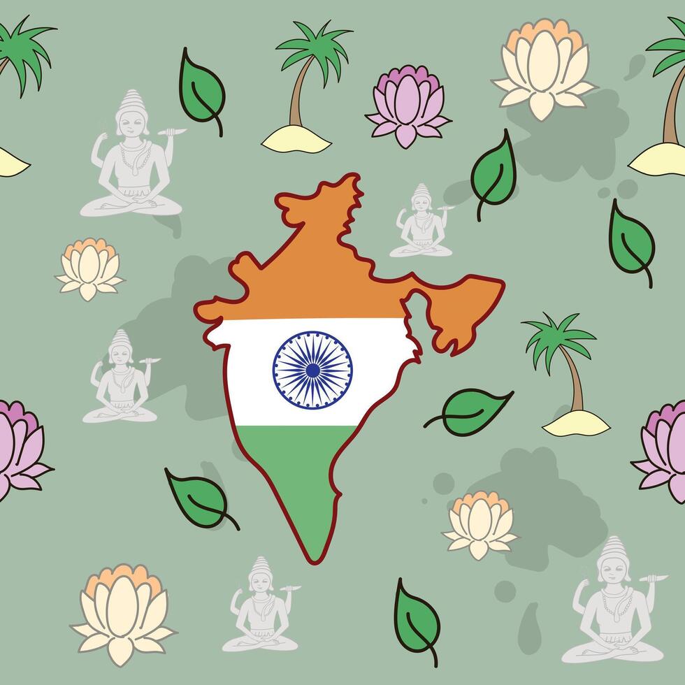Indian seamless pattern illustration doodle hand drawn vector