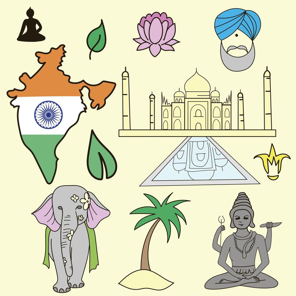 Indian seamless pattern illustration doodle hand drawn vector