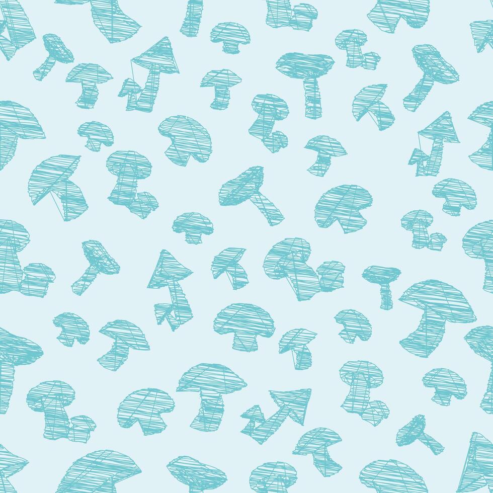 Mushroom seamlesss pattern background doodle hand drawn illustration vector