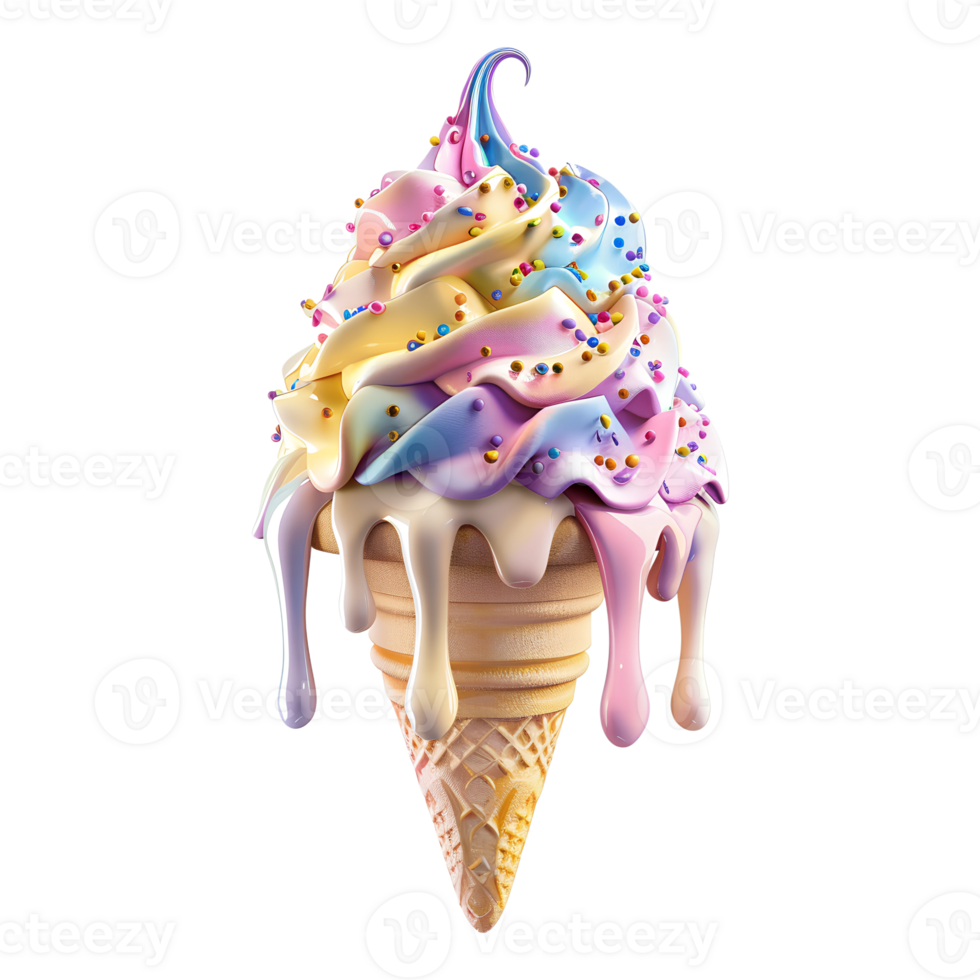 An ice cream cone with colorful sprinkles on top png