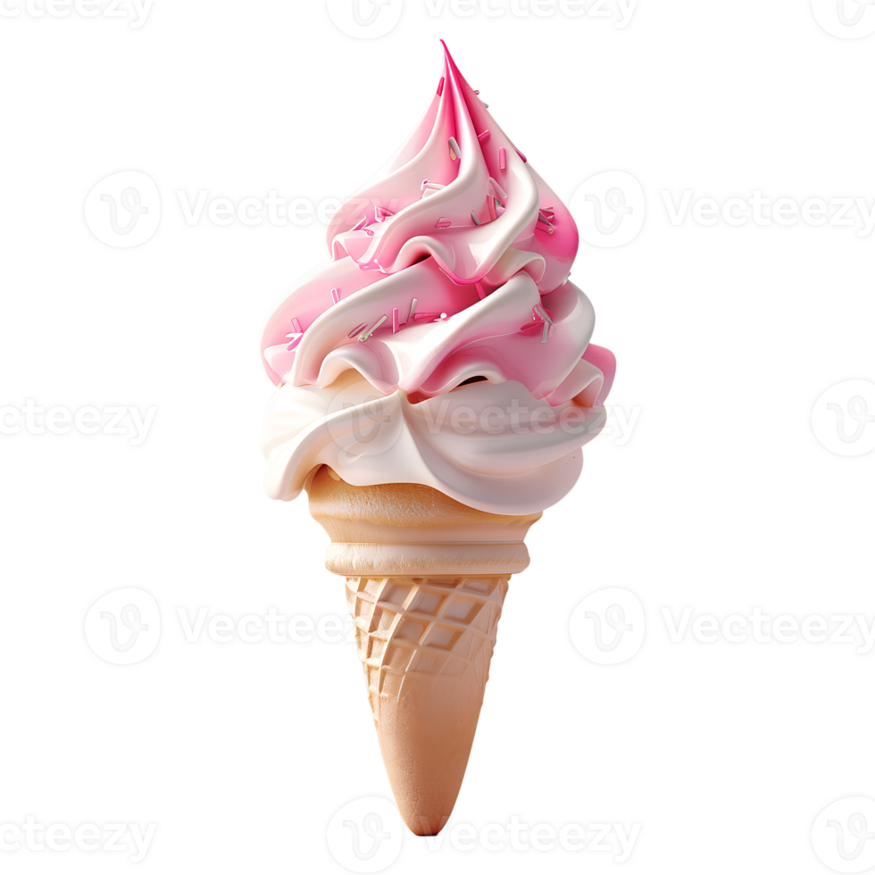 Ice cream with pink and white swirls png