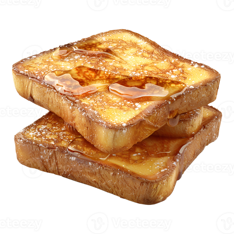 Two slices of french toast with syrup on top png