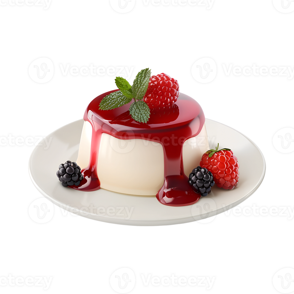 A dessert with berries and cream on a plate png