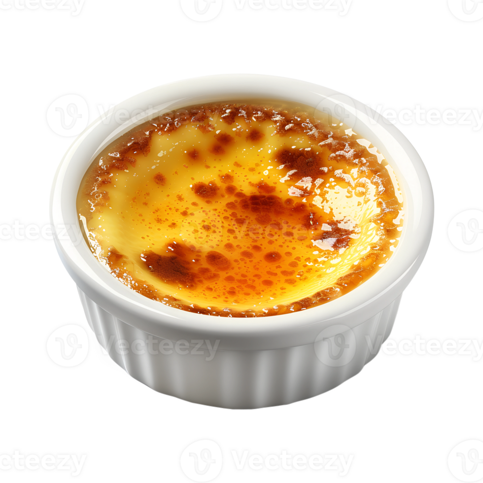 A small dish of creme brulee in a white bowl png