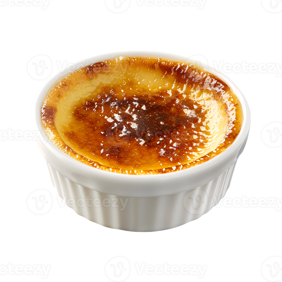 A small dish of creme brulee in a white bowl png