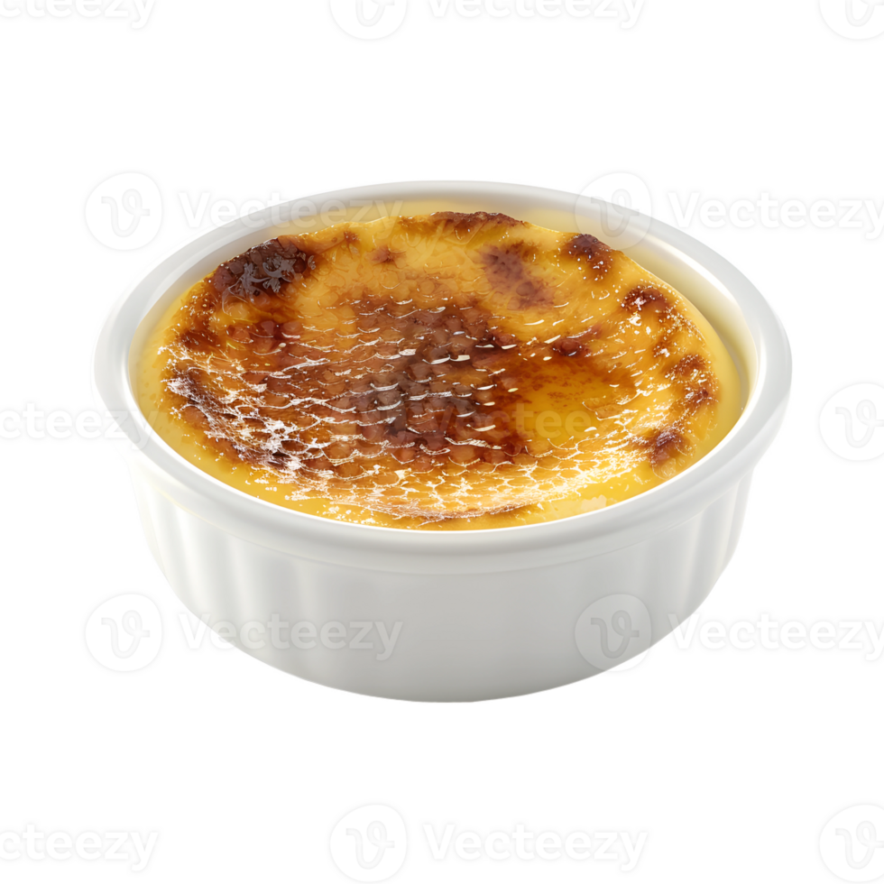 A small dish of creme brulee in a white bowl png