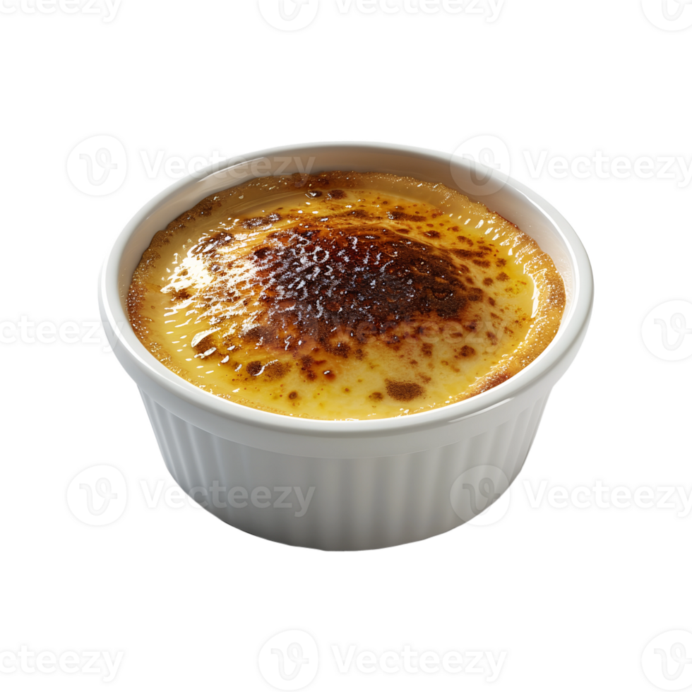 A small dish of creme brulee in a white bowl png