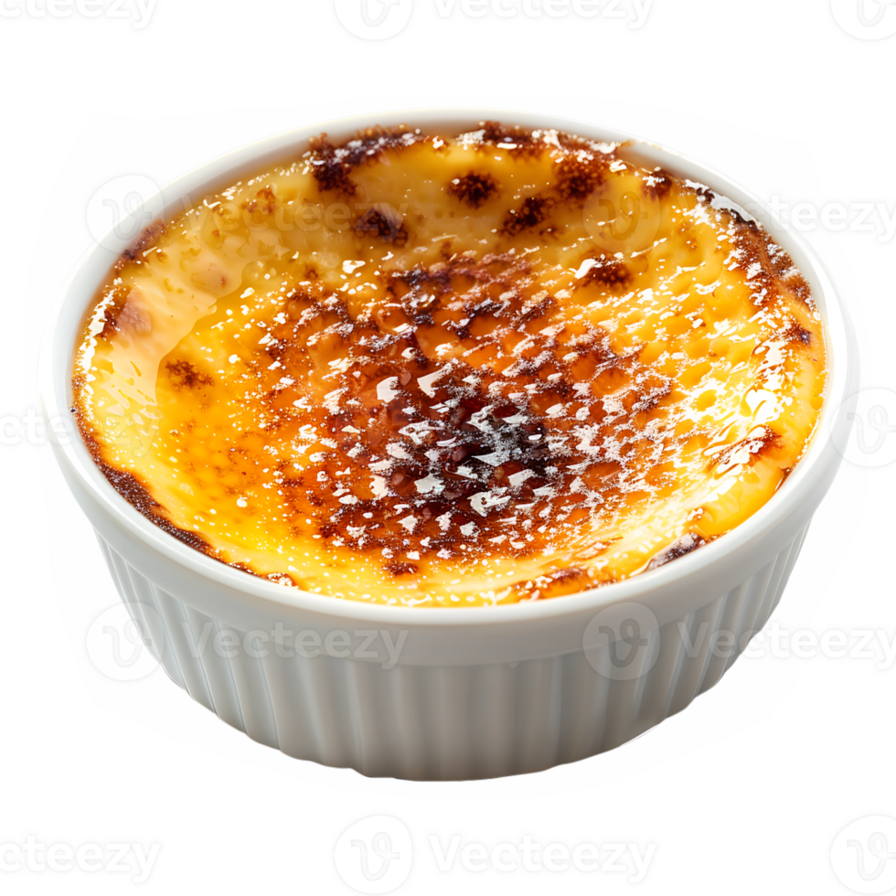 A small dish of creme brulee in a white bowl png