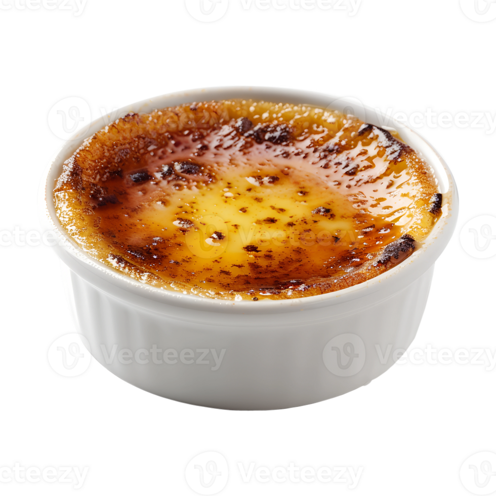 A small dish of creme brulee in a white bowl png