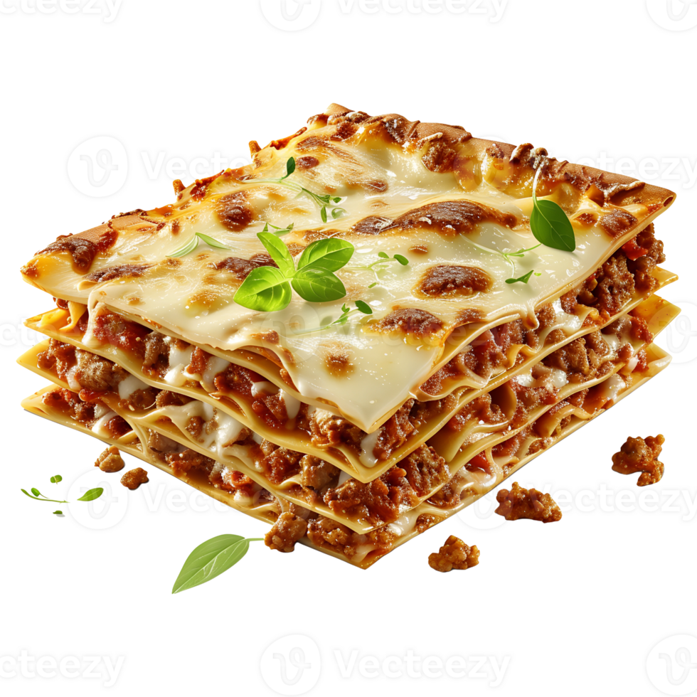 Baked Lasagna on Transparent Background png