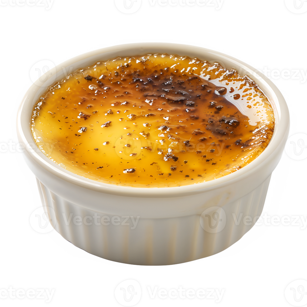 A small bowl of creme brulee in a white dish png