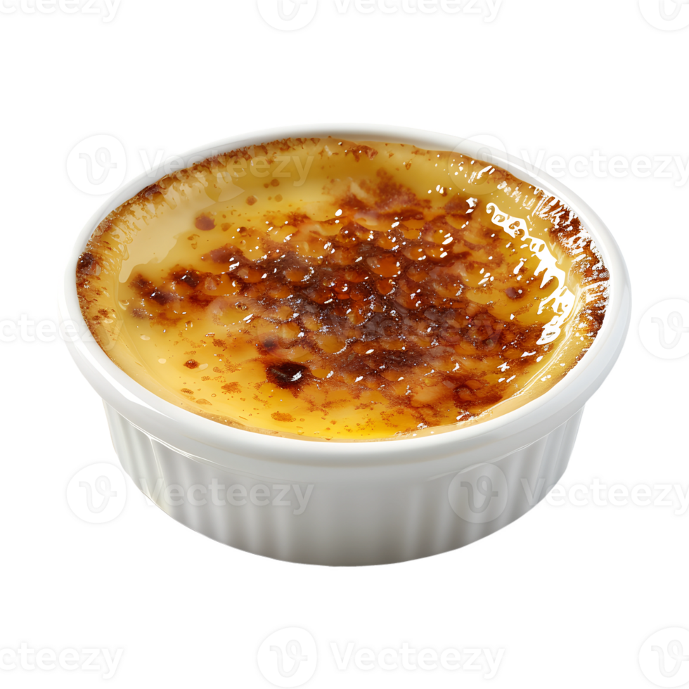 A small dish of creme brulee in a white bowl png