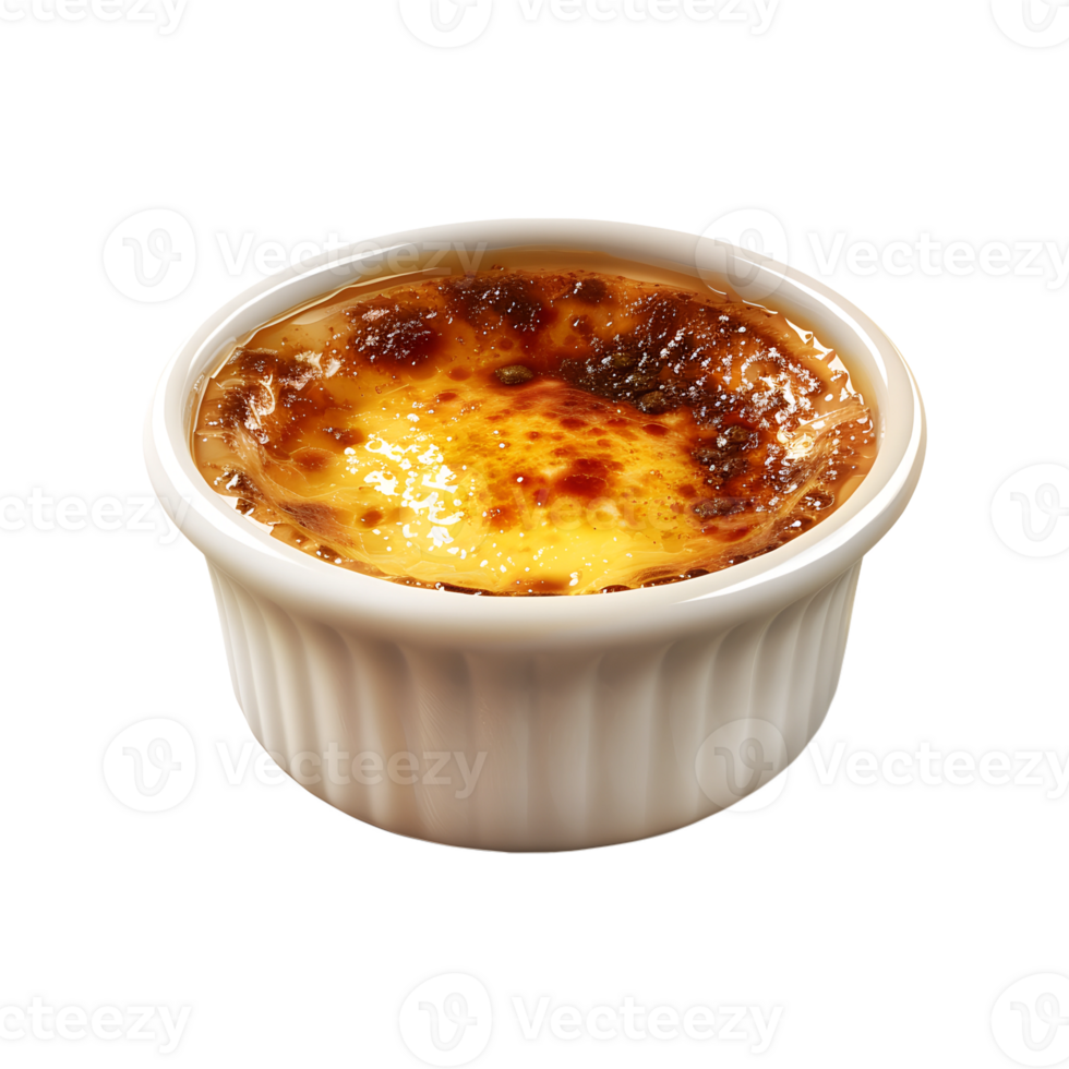 A small dish of creme brulee in a white bowl png