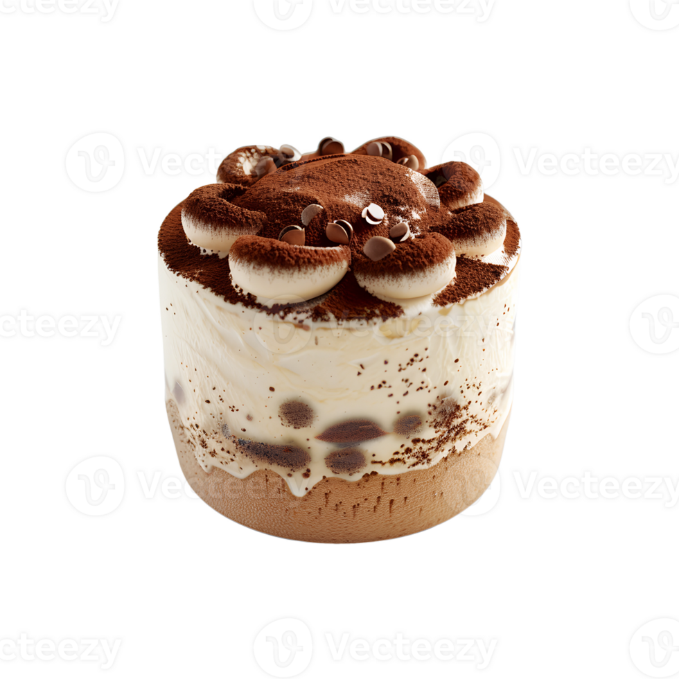 A dessert with chocolate and cream on top png