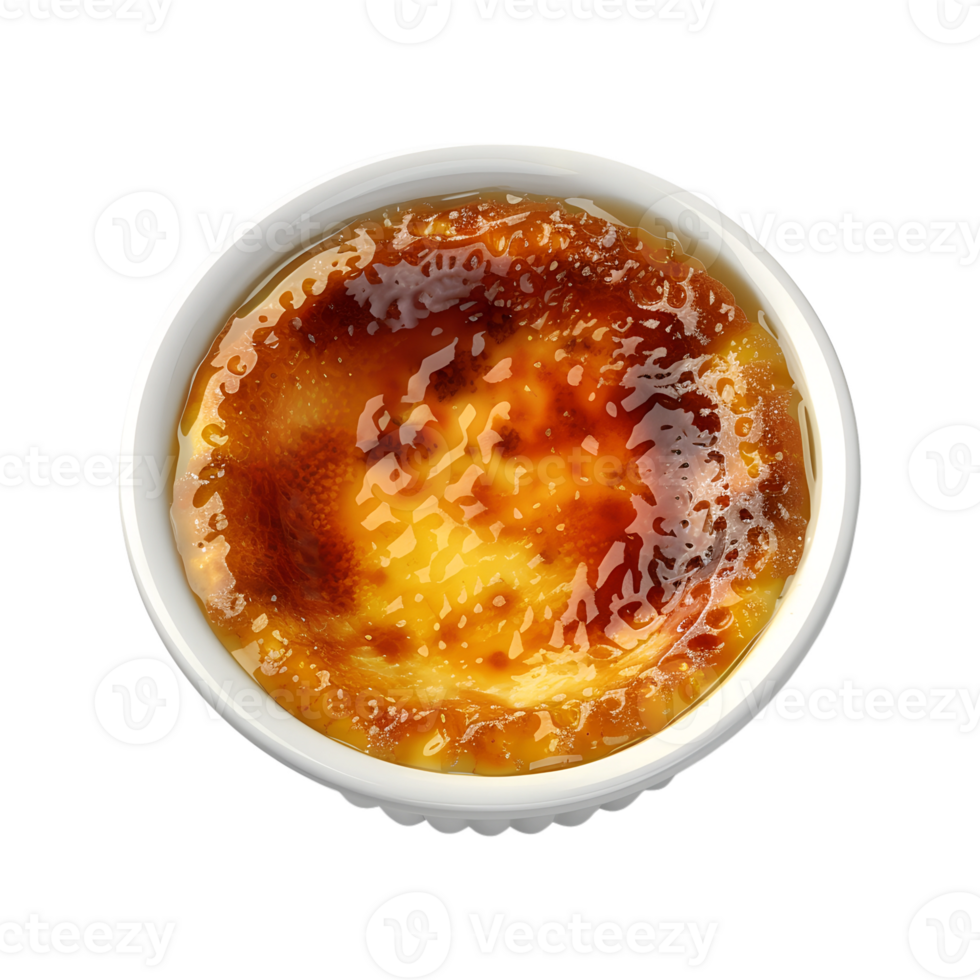 A bowl of creme brulee in a white dish png