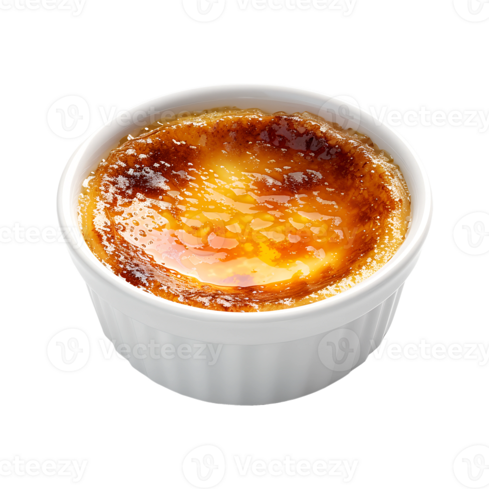A small dish of creme brulee in a white bowl png