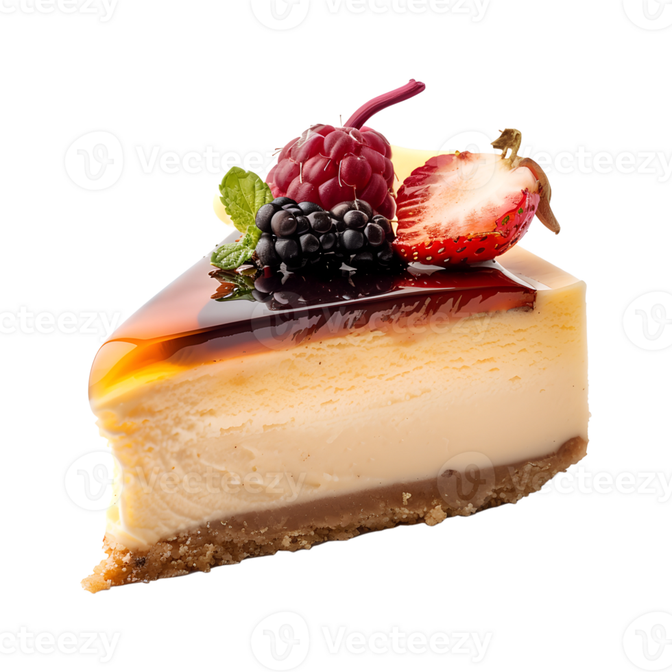 A slice of cheesecake with berries and berries png