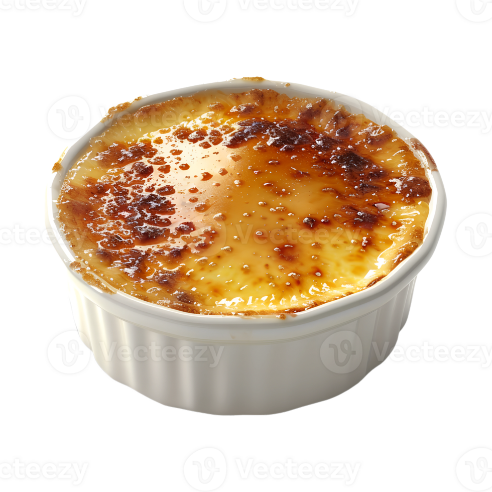 A small dish of creme brulee in a white bowl png